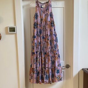 Anthropologie Floral Maxi Dress - Purple and Blue